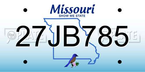 27JB785 Missouri License Plate