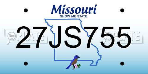 27JS755 Missouri License Plate