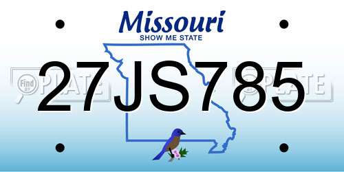 27JS785 Missouri License Plate