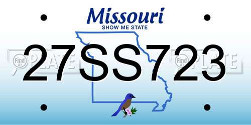 27SS723 Missouri License Plate