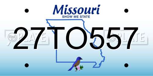 27TO557 Missouri License Plate