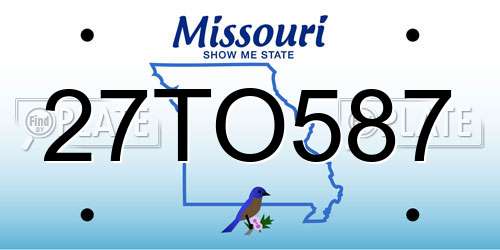 27TO587 Missouri License Plate