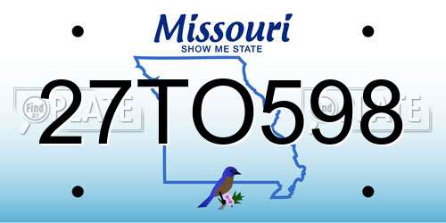 27TO598 Missouri License Plate