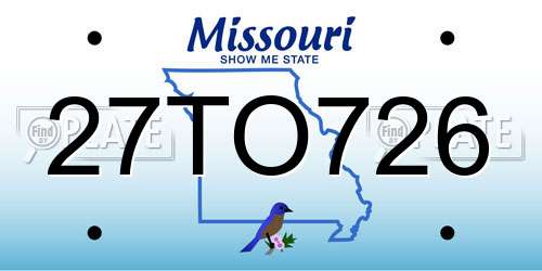 27TO726 Missouri License Plate