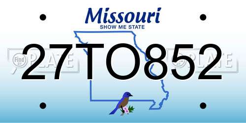 27TO852 Missouri License Plate