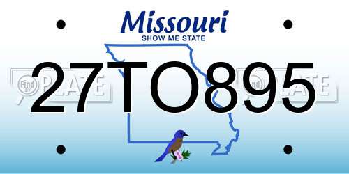 27TO895 Missouri License Plate