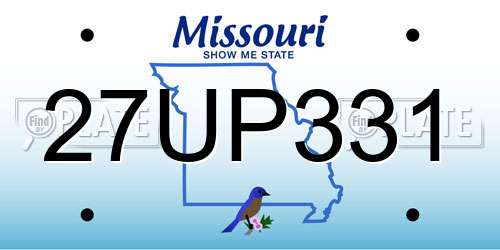 27UP331 Missouri License Plate