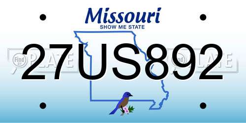 27US892 Missouri License Plate