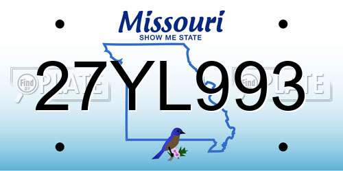 27YL993 Missouri License Plate