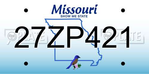 27ZP421 Missouri License Plate