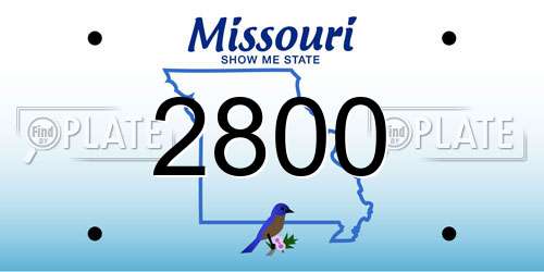 2800 Missouri License Plate