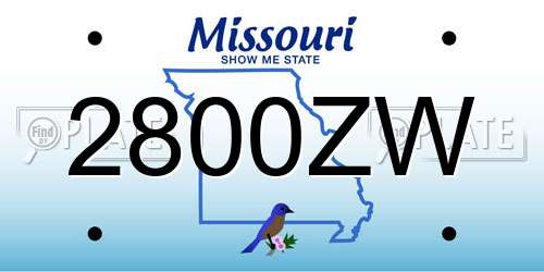 2800ZW Missouri License Plate