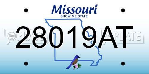 28019AT Missouri License Plate