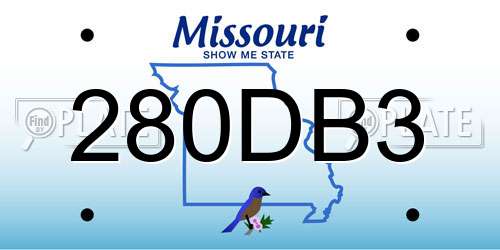 280DB3 Missouri License Plate