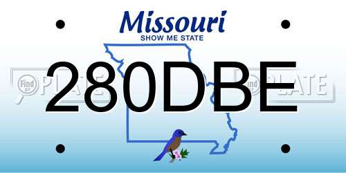 280DBE Missouri License Plate