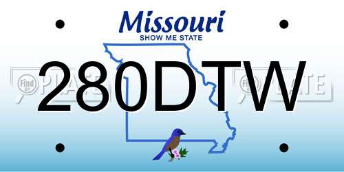 280DTW Missouri License Plate