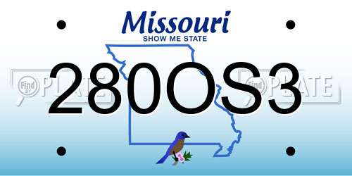 280OS3 Missouri License Plate