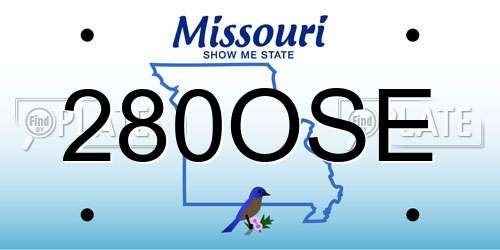 280OSE Missouri License Plate