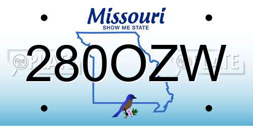 280OZW Missouri License Plate