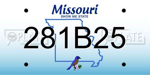 281B25 Missouri License Plate