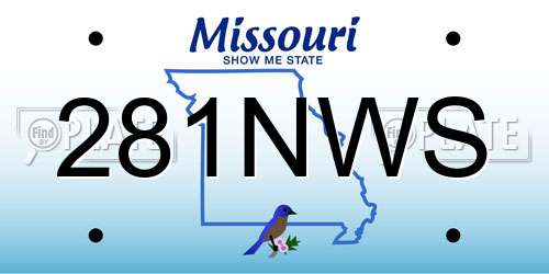 281NWS Missouri License Plate
