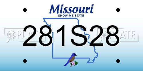281S28 Missouri License Plate