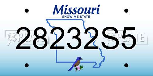 28232S5 Missouri License Plate