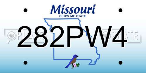 282PW4 Missouri License Plate