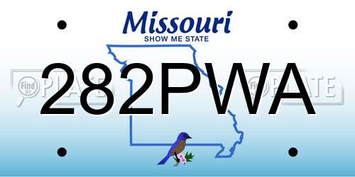 282PWA Missouri License Plate