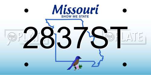 2837ST Missouri License Plate