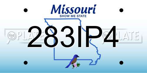 283IP4 Missouri License Plate