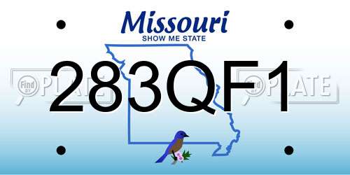 283QF1 Missouri License Plate