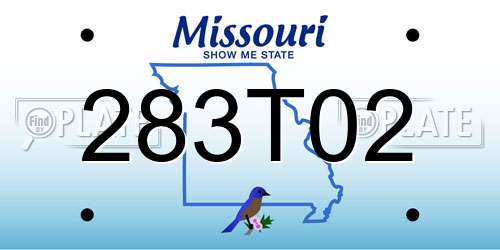 283T02 Missouri License Plate