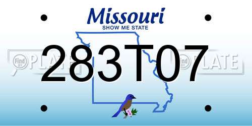 283T07 Missouri License Plate