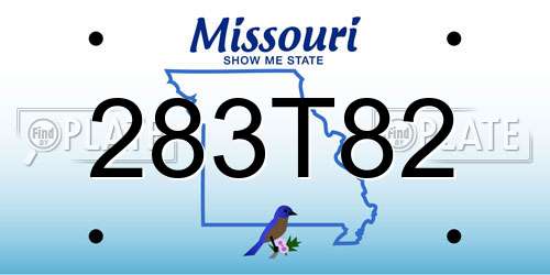 283T82 Missouri License Plate
