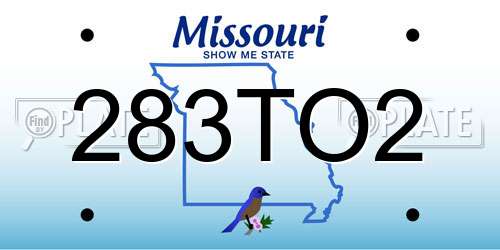 283TO2 Missouri License Plate