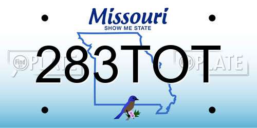 283TOT Missouri License Plate