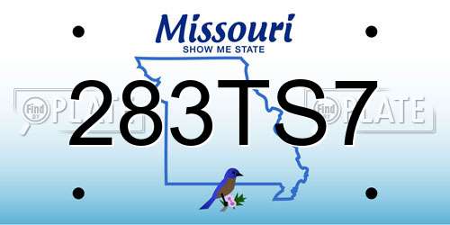 283TS7 Missouri License Plate