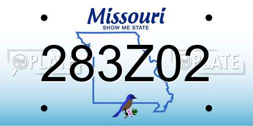 283Z02 Missouri License Plate