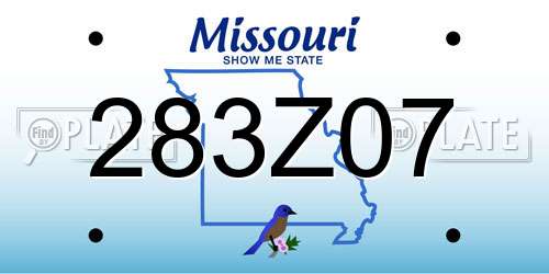 283Z07 Missouri License Plate
