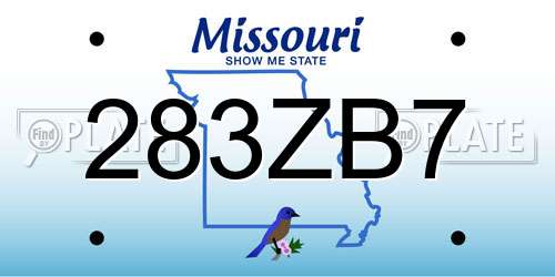 283ZB7 Missouri License Plate