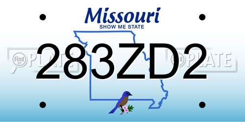 283ZD2 Missouri License Plate