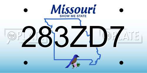 283ZD7 Missouri License Plate