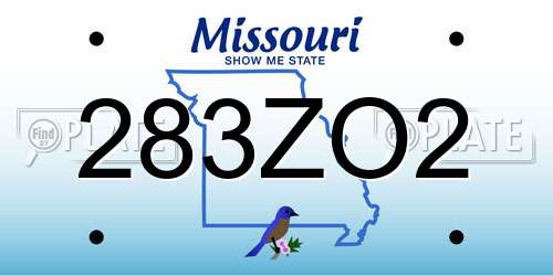 283ZO2 Missouri License Plate