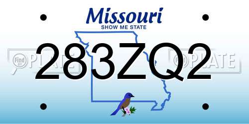 283ZQ2 Missouri License Plate