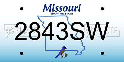 2843SW Missouri License Plate