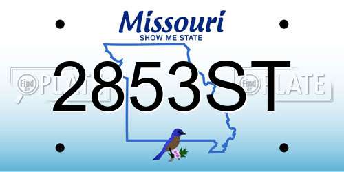 2853ST Missouri License Plate