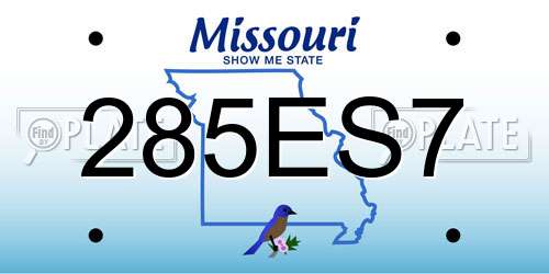 285ES7 Missouri License Plate