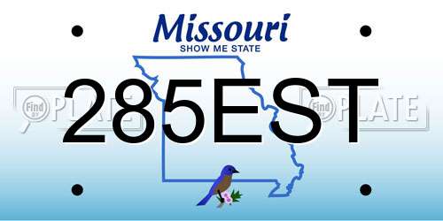 285EST Missouri License Plate