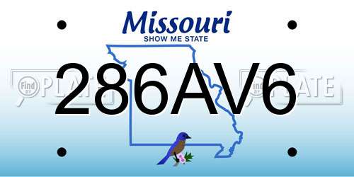 286AV6 Missouri License Plate